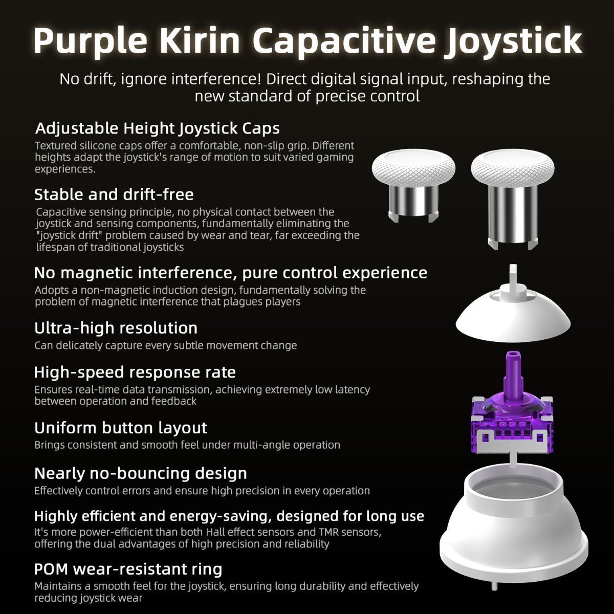 Smart Game Controller 2.5D HD Screen Purple Kirin Joystick Heart Rate - White - Size 1PCS
