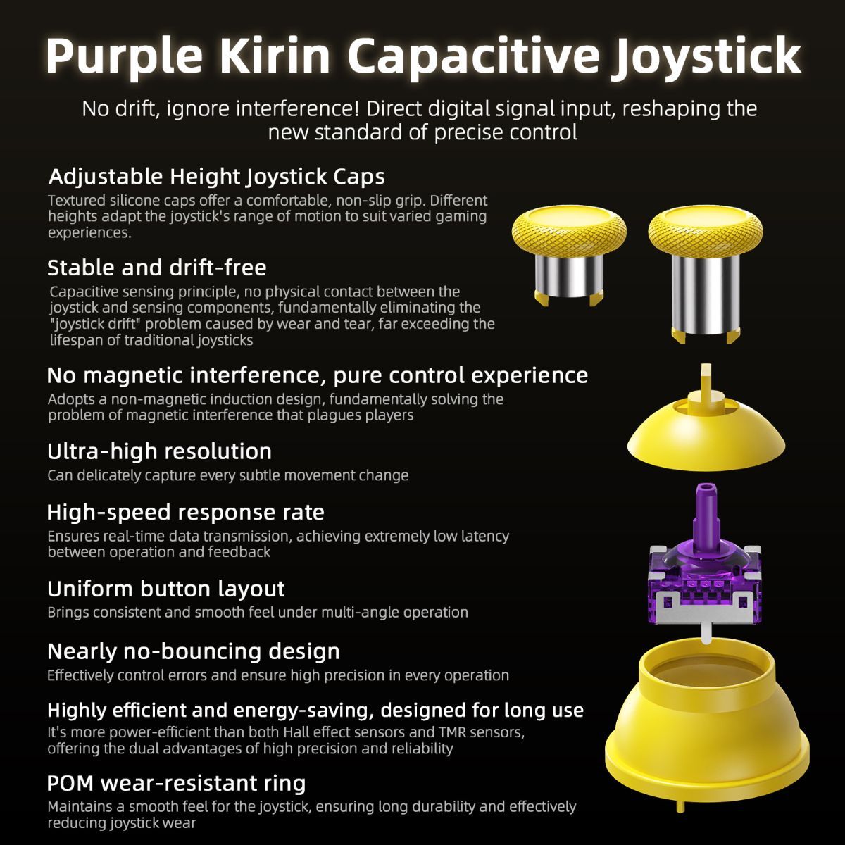 Smart Game Controller 2.5D HD Screen Purple Kirin Joystick Heart Rate - Yellow - Size 1PCS