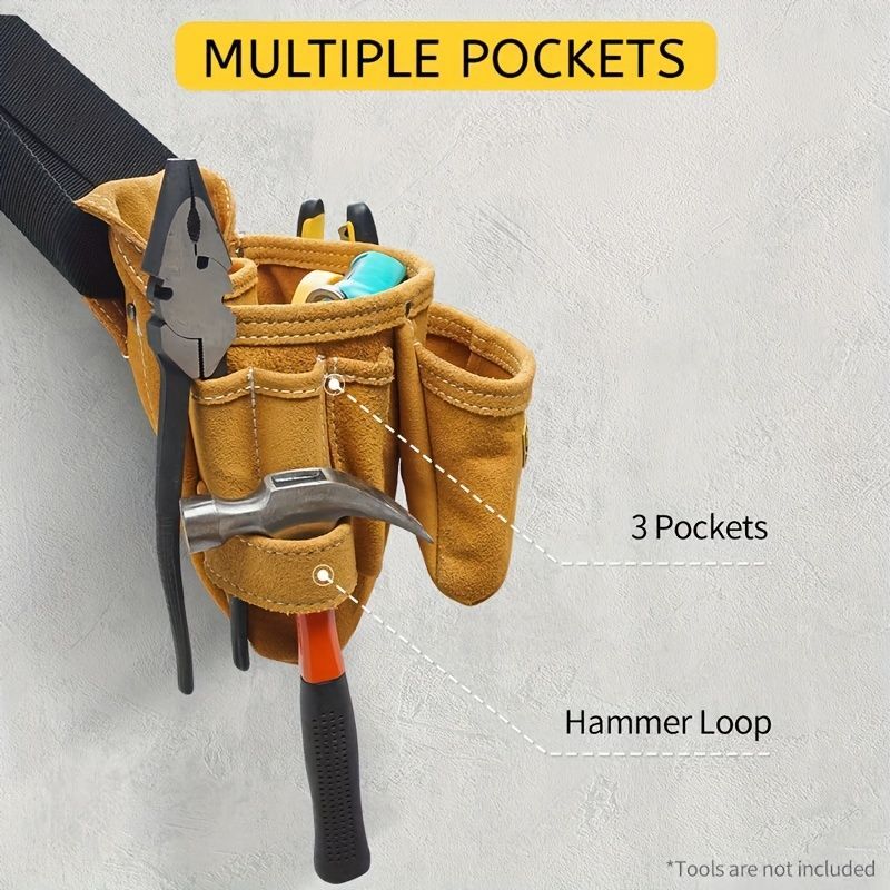 Leather Tool Pouch Tool Storage Australia Adjustable Belt Tool Pouch Fine - Yellow - Size regular