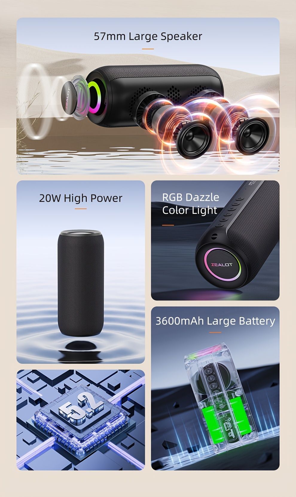 wireless bluetooth speaker, portable speaker, outdoor speaker, waterproof speaker, RGB light speaker, bass heavy speaker, camping speaker, beach speaker, Australia outdoor audio - Navy - Size IPX7