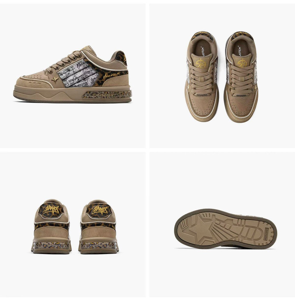 Leopard Print Sneakers Platform Chunky Shoes High-Top Casual Shoes Unisex - Leopard print brown - Size 11(AU11/EU44)