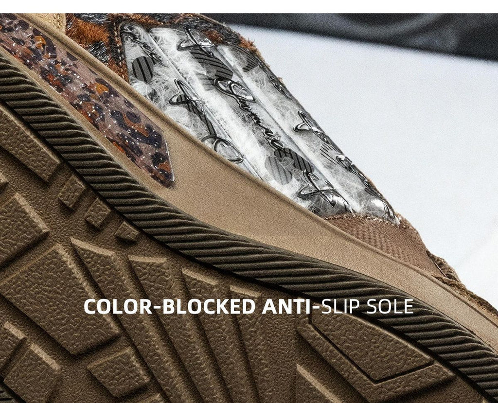 Leopard Print Sneakers Platform Chunky Shoes High-Top Casual Shoes Unisex - Leopard print brown - Size 12(AU12/EU45)