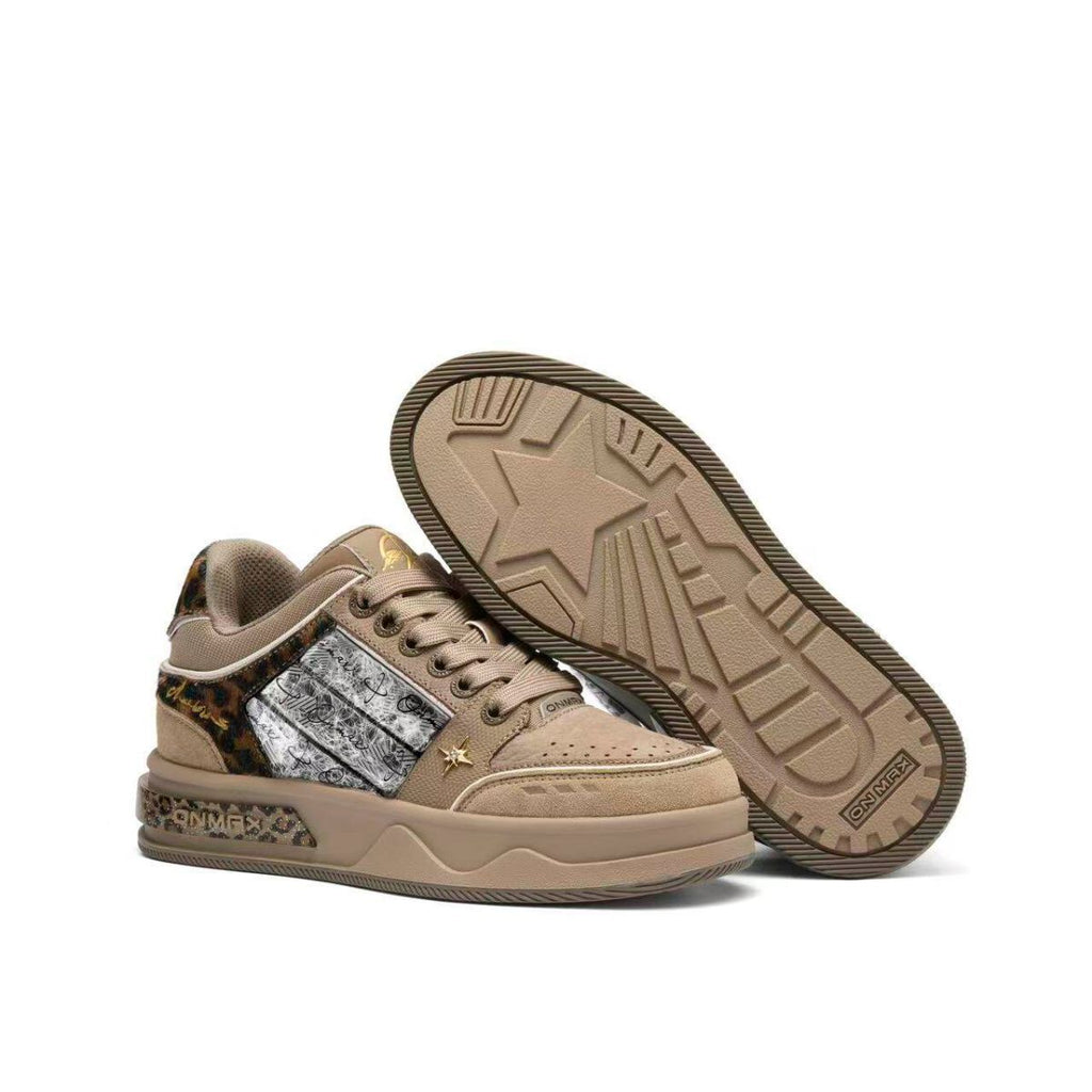 Leopard Print Sneakers Platform Chunky Shoes High-Top Casual Shoes Unisex - Leopard print brown - Size 9(AU9/EU42)
