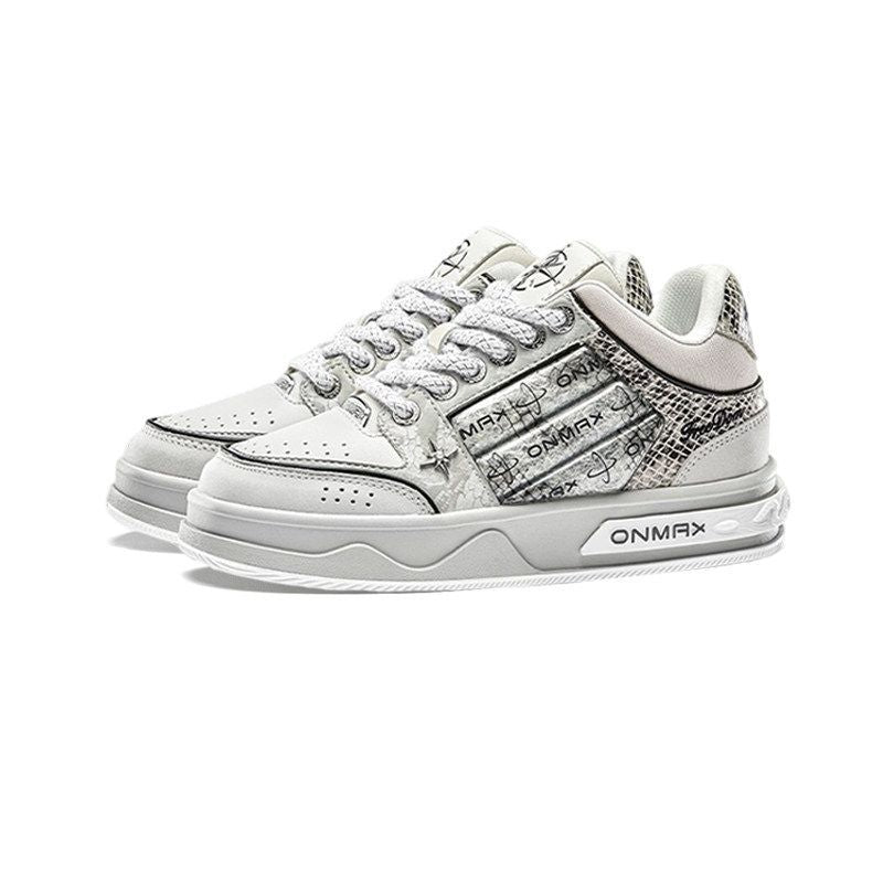 Men'S Casual Shoes Silver Snake Sneakers Board Shoes For Men Yinshe Shoes Urban - Silver - Size 12(AU12/EU45)