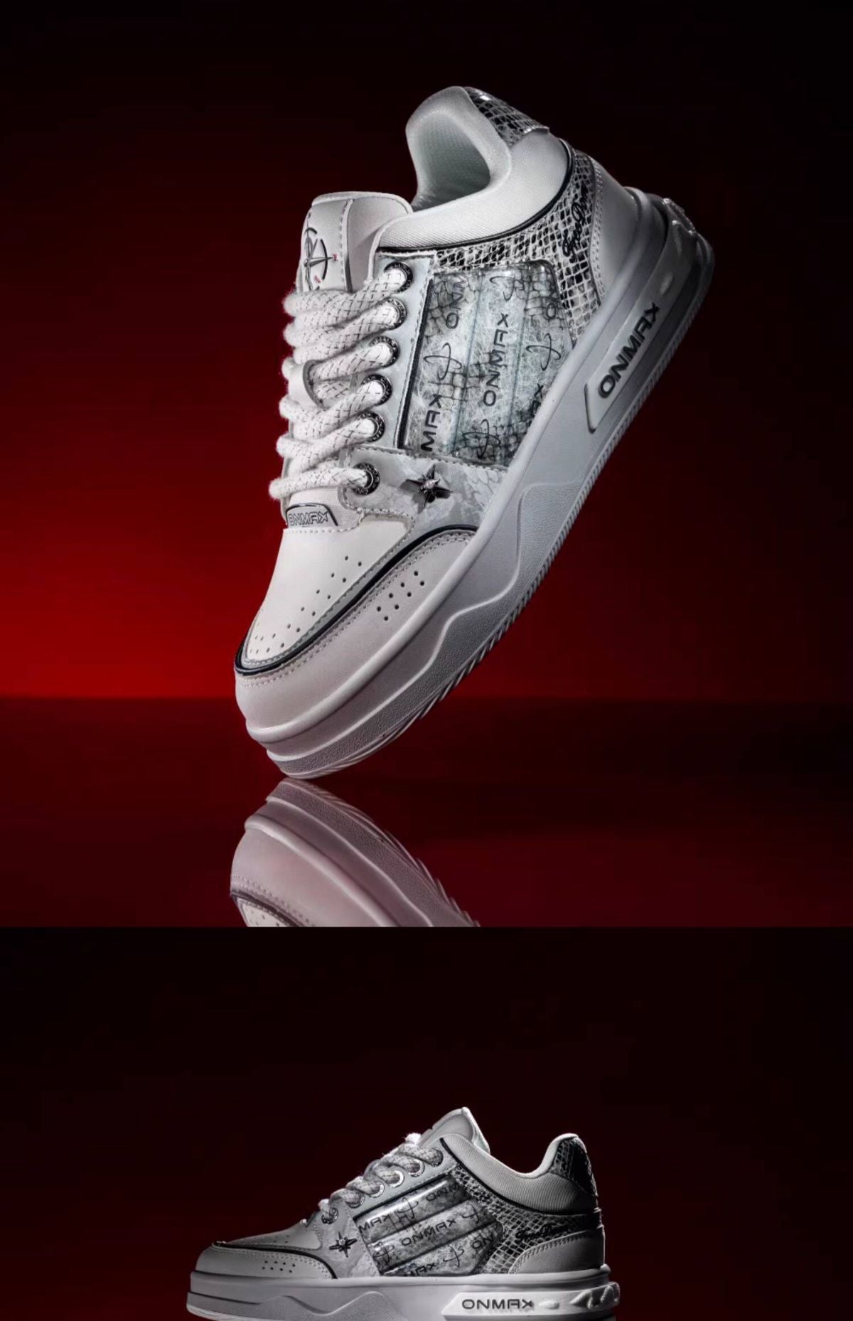 Women'S Casual Board Shoes Silver Snake Sneakers Trendy Women'S Sneakers - Silver - Size 10(AU10/EU41)