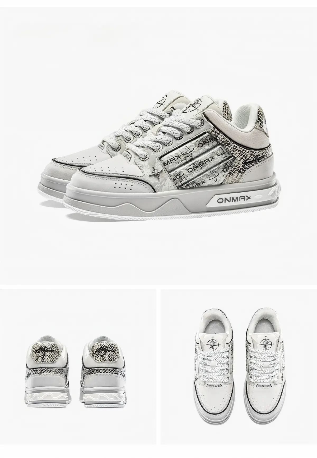 Women'S Casual Board Shoes Silver Snake Sneakers Trendy Women'S Sneakers - Silver - Size 10(AU10/EU41)