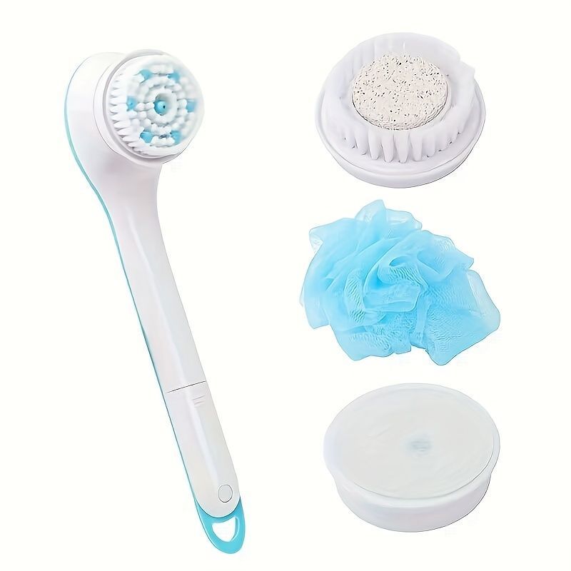 Electric Bath Brush Soft Bristle Body Scrubber Long Handle Back Scrubber Dorm - White - Size 01