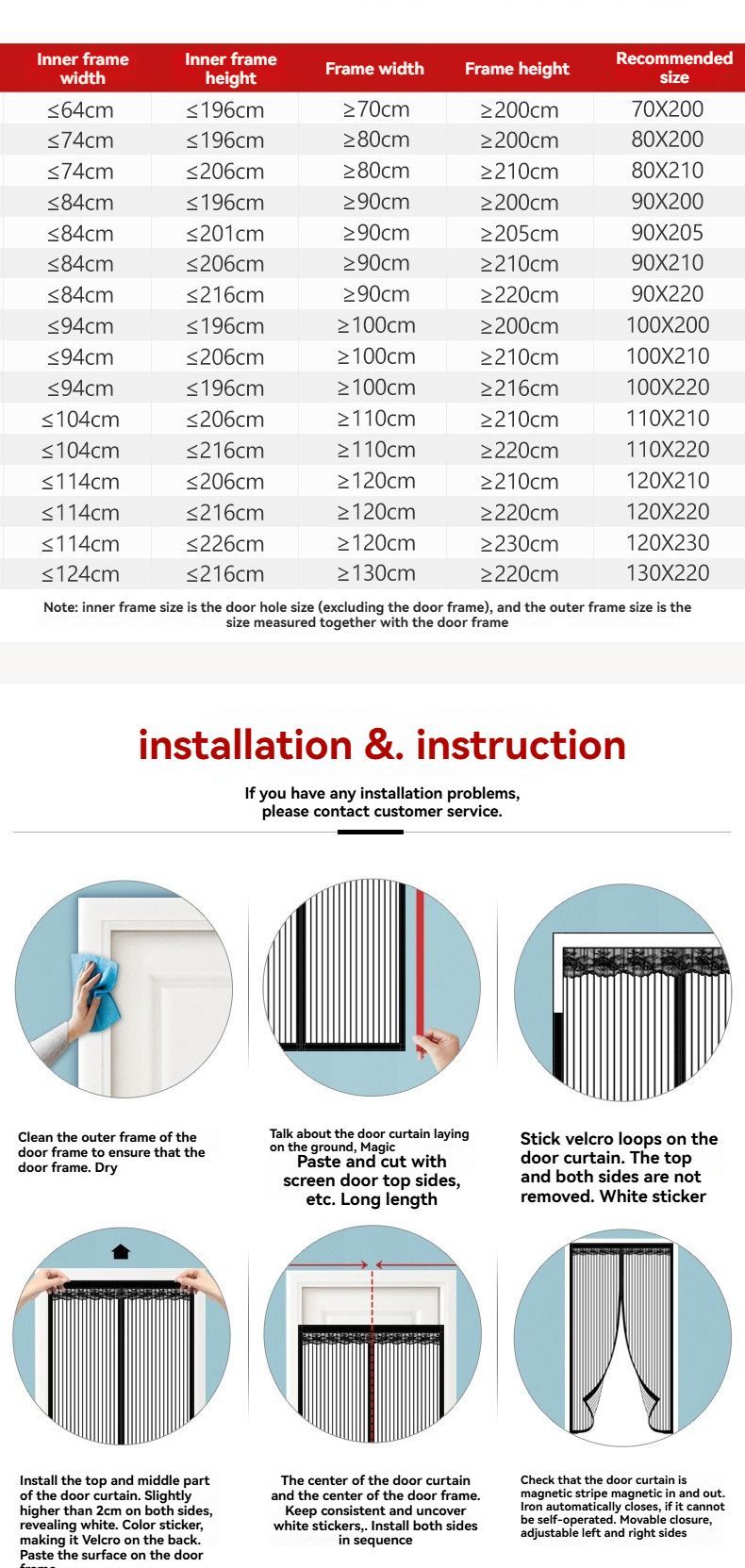 Magnetic Screen Door Self-Sealing Mesh Curtain Heavy-Duty Screen Door Insect - White - Size 80-210cm