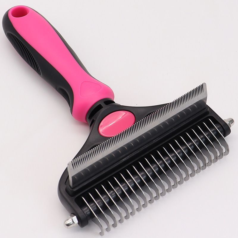 Pet Hair Remover Brush Double-Sided Pet Brush Pet Grooming Tool Dog Brush Cat - Purple - Size Small size -fine teeth 67