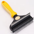 Pet Hair Remover Brush Double-Sided Pet Brush Pet Grooming Tool Dog Brush Cat - Yellow - Size Small size -fine teeth 67