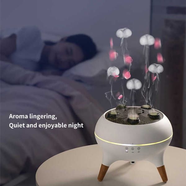 Jellyfish Aroma Diffuser Sound Pickup Diffuser Gradient Lighting Diffuser - White - Size 01
