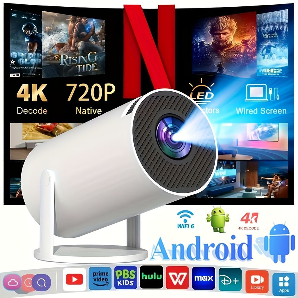 HY300 Pro HD Smart Projector Mini Projector Portable Projector 4K Projector - White - Size 01
