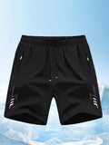 Men'S Athletic Shorts Gym Shorts Running Shorts Side Pocket Shorts Zippered - Black - Size M