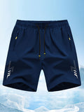 Men'S Athletic Shorts Gym Shorts Running Shorts Side Pocket Shorts Zippered - Cyan - Size M