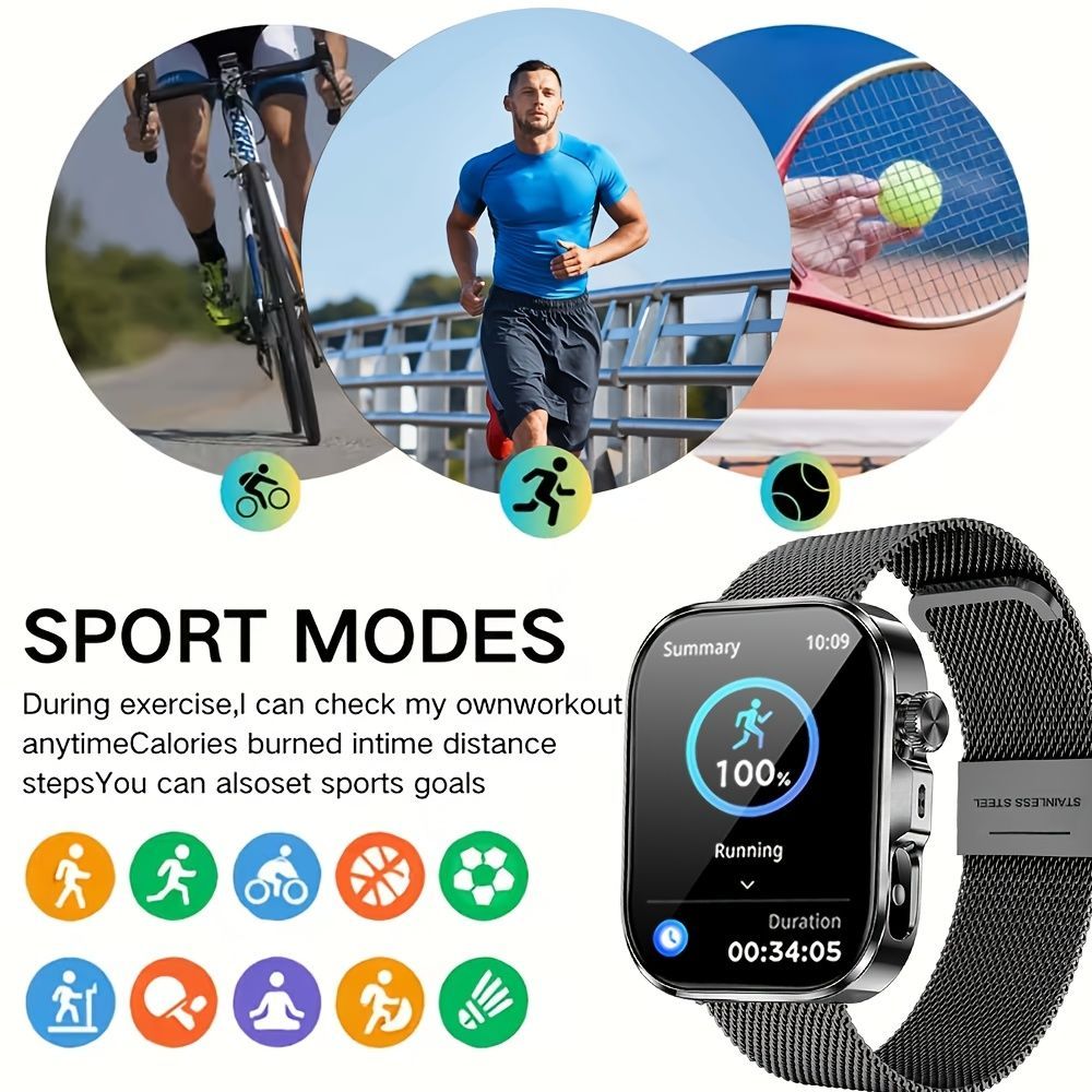 Unisex Smart Watch Stainless Steel Strap Fitness Tracker Call Reminder Message - Gold - Size 01