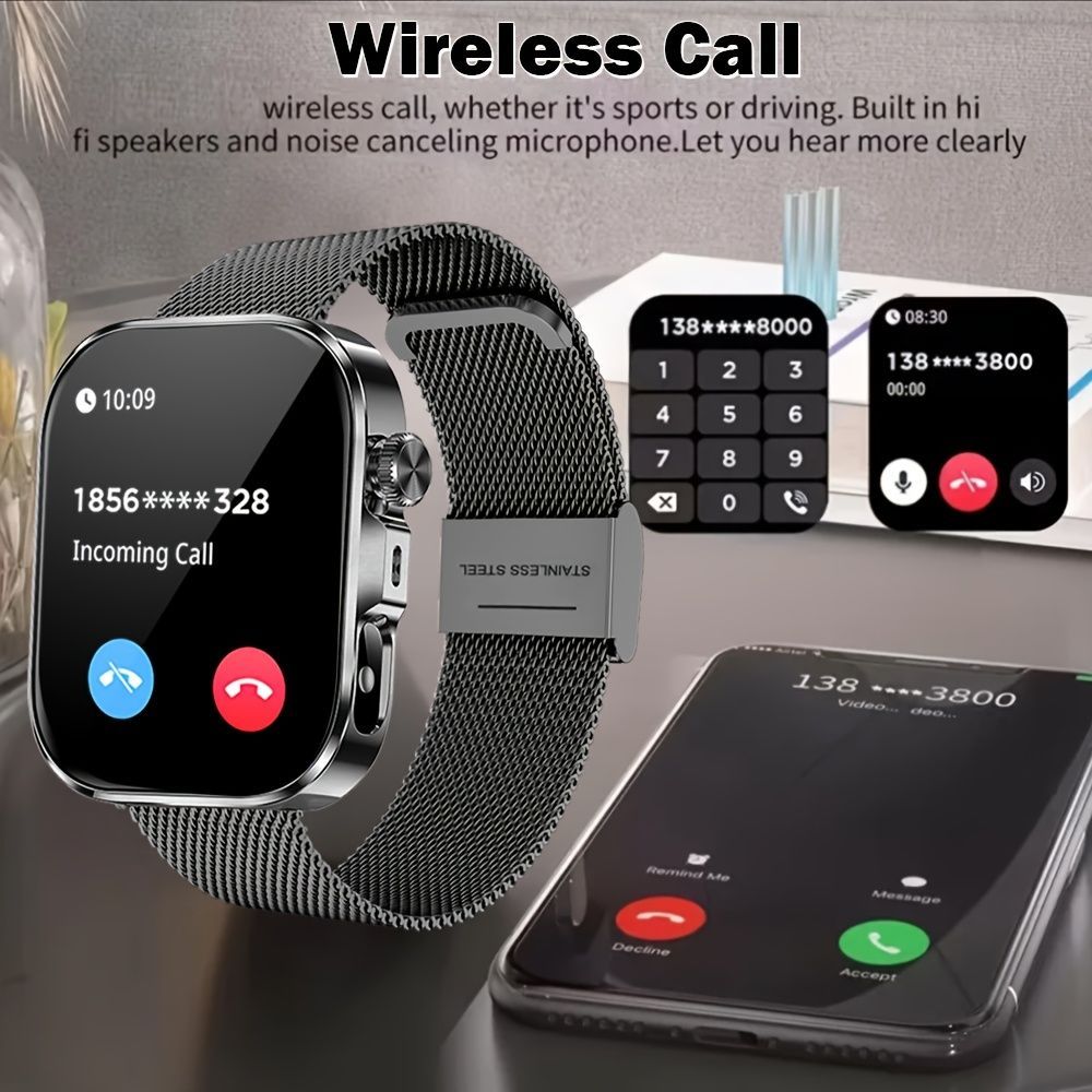Unisex Smart Watch Stainless Steel Strap Fitness Tracker Call Reminder Message - Gold - Size 01
