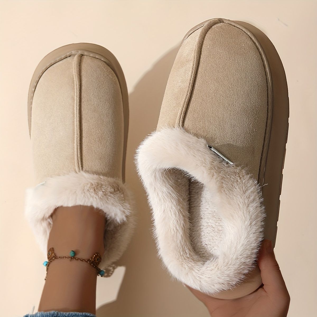 Women'S Furry Slippers Cosy House Shoes Australian Women’S Lounge Slippers Warm - Coffee - Size 42
