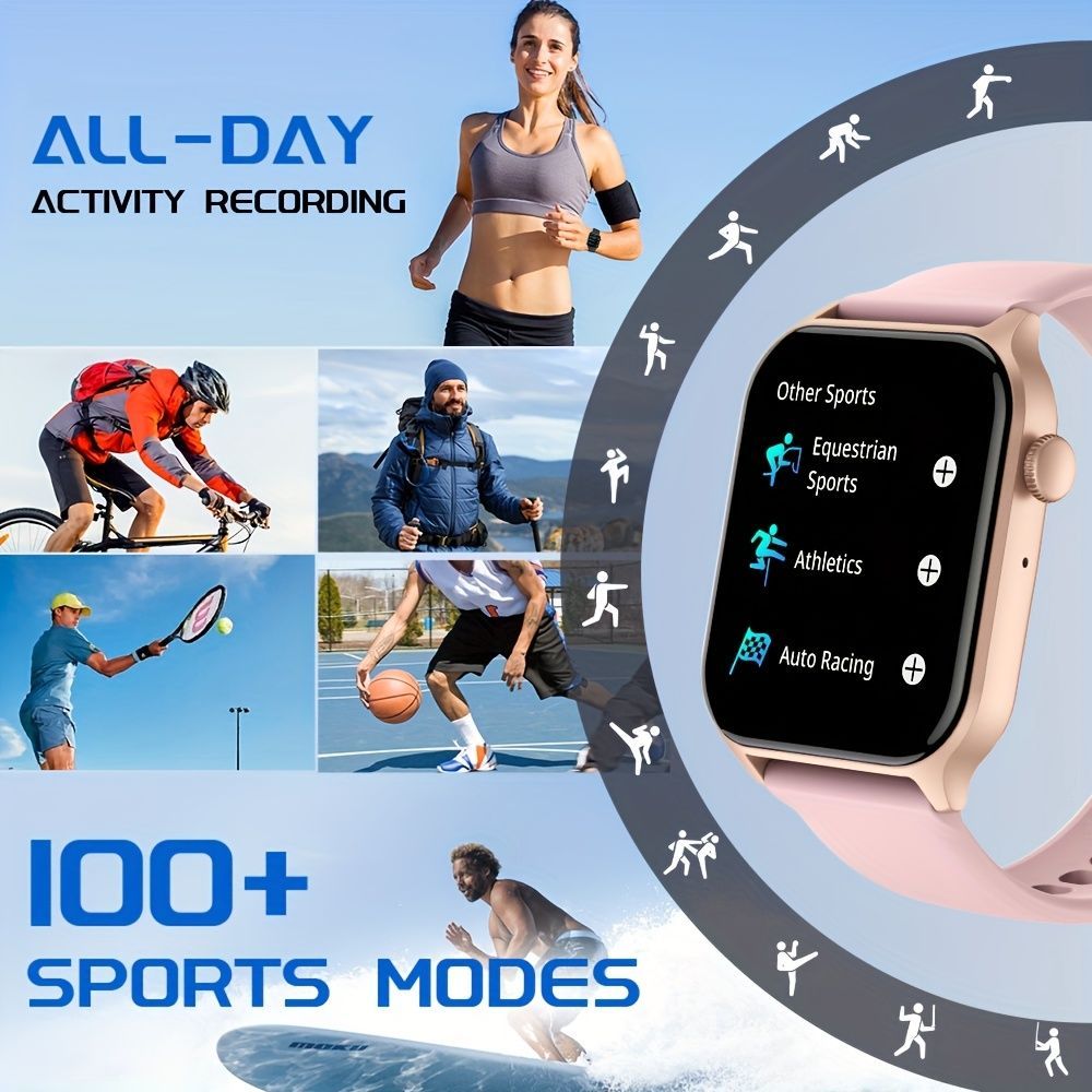 Smart Watch 1.83-Inch Screen Wireless Call Wireless Music Voice Control Sports - Black - Size 001