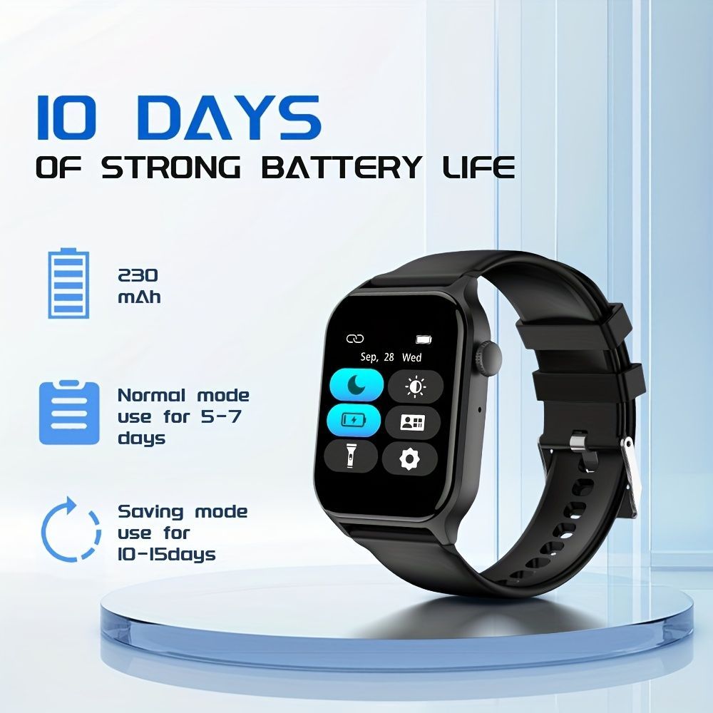 Smart Watch 1.83-Inch Screen Wireless Call Wireless Music Voice Control Sports - Black - Size 001