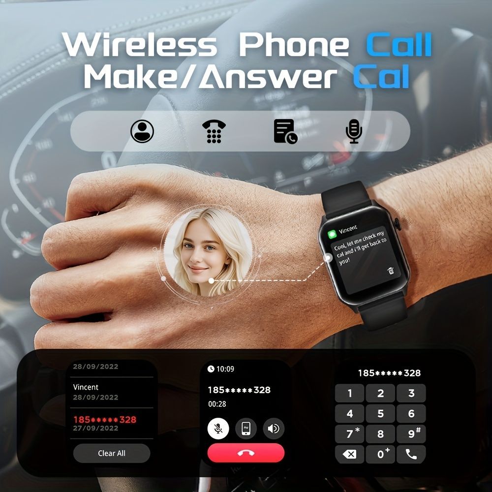 Smart Watch 1.83-Inch Screen Wireless Call Wireless Music Voice Control Sports - Pink - Size 001