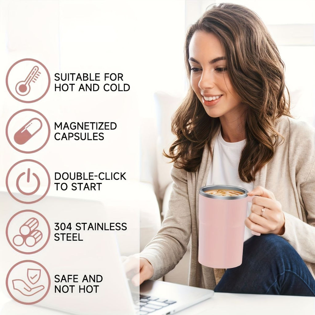 Self-Stirring Coffee Mug Automatic Stir Mug LED Temperature Mug Rechargeable - Beige - Size 380ML