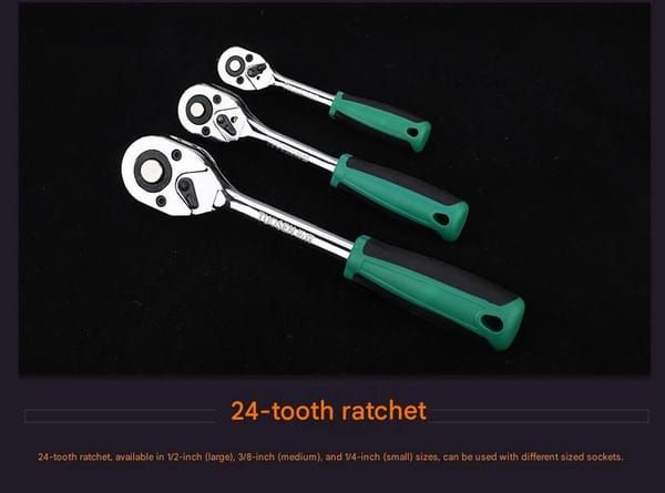 Gray Tool Socket Set 12.5mm Socket Set Mirror Finish Sockets 24-Tooth Ratchet Large