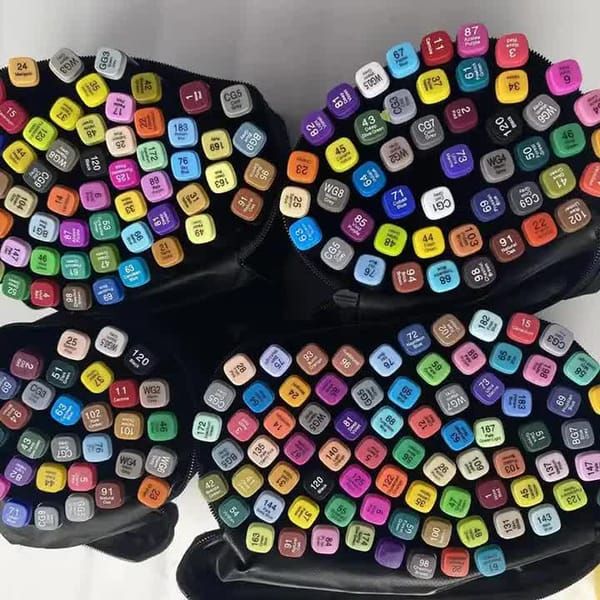 Professional Dual-Tip Marker Set, 100 Colors for Art & Design