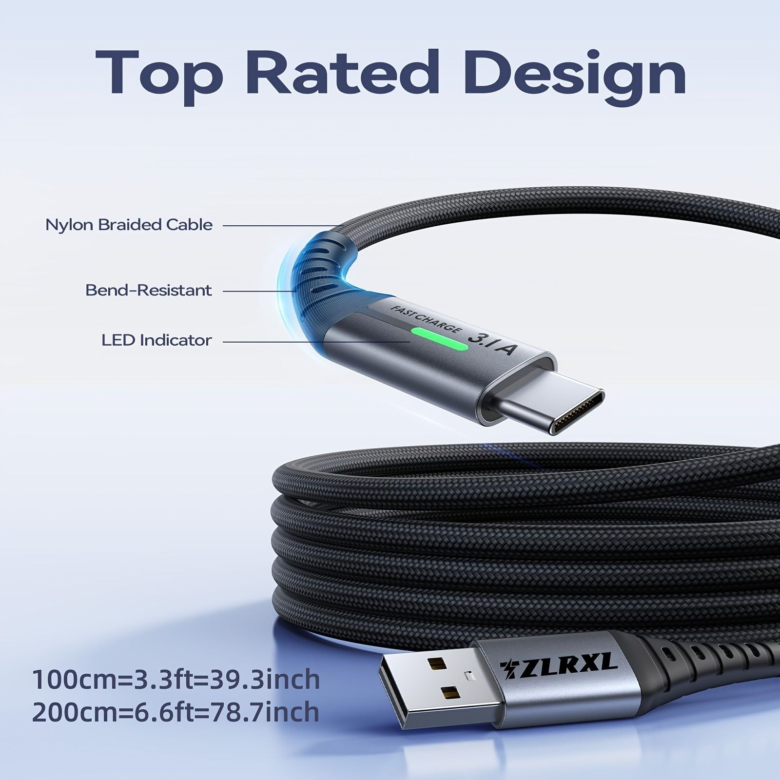 Black 240W Type-C Cable Super Fast Charging Cable 2m Data Cable Durable Charging