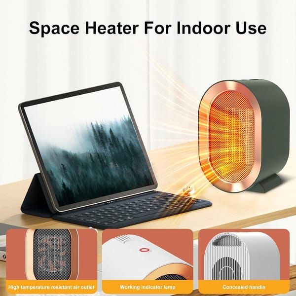 Mini Desktop PTC Fan Heater Portable Vertical Electric Heater Energy Saving