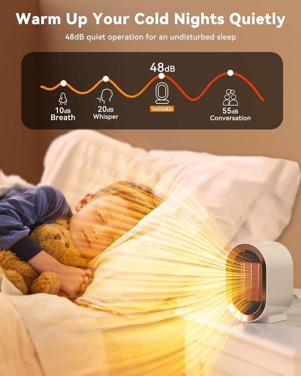 Mini Desktop PTC Fan Heater Portable Vertical Electric Heater Energy Saving