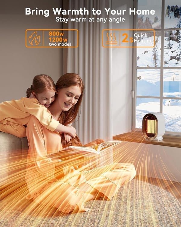 Mini Desktop PTC Fan Heater Portable Vertical Electric Heater Energy Saving