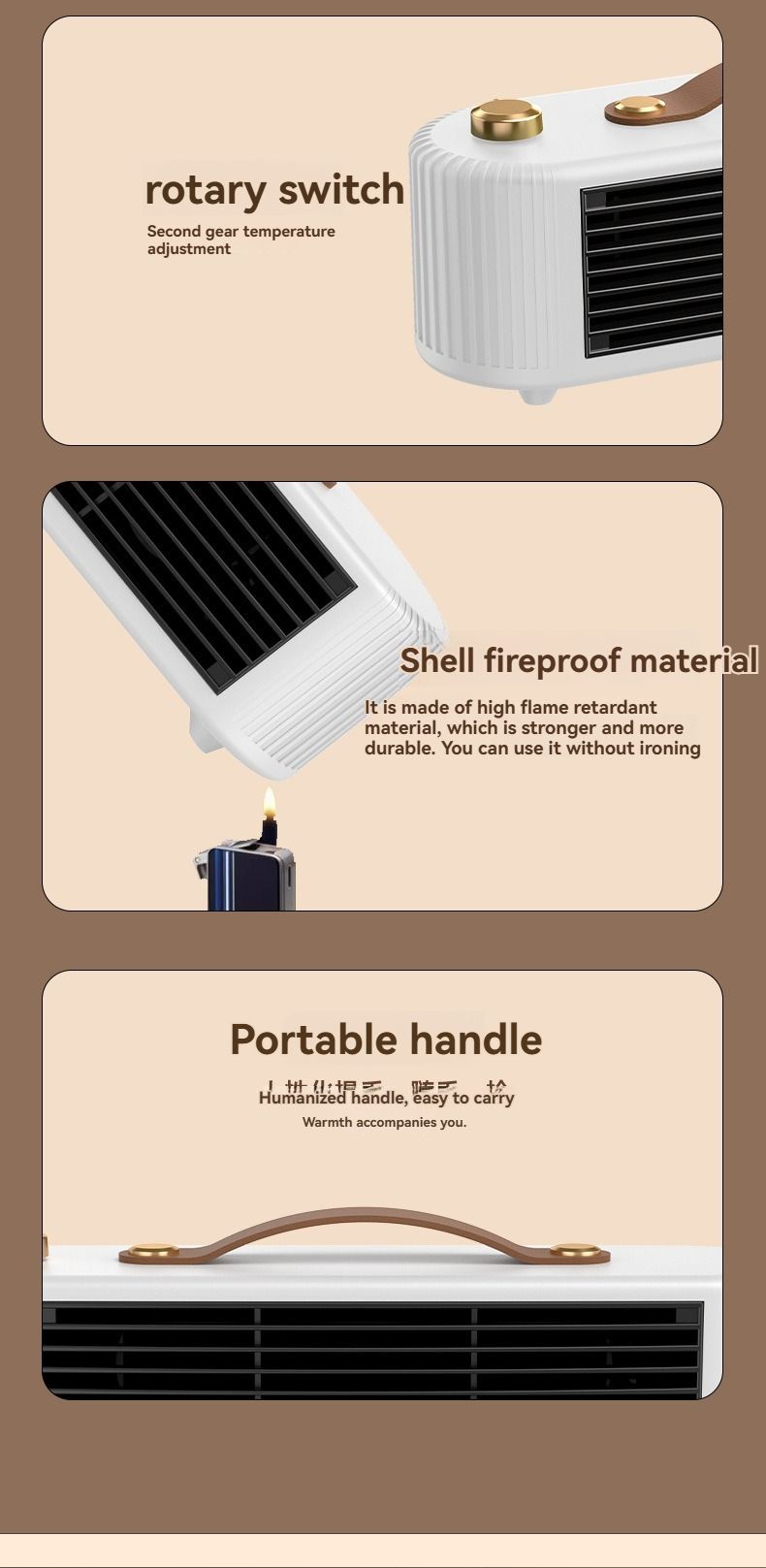 Desktop Ceramic Fan Heater Portable Mini Electric Heater Quiet Energy Saving