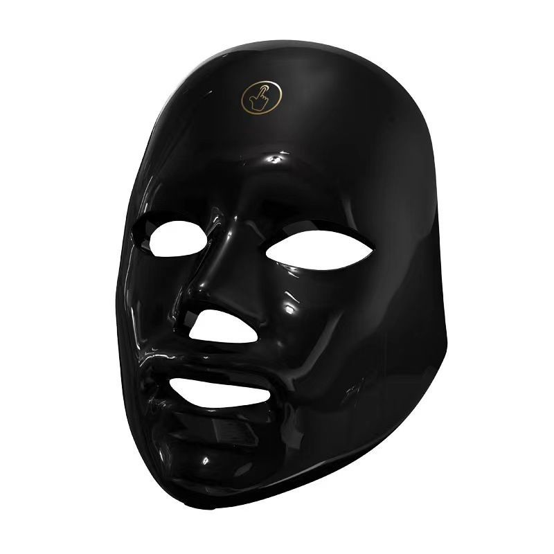 Red Light Mask for Face, 7 Color Red Light Facial Masks, At-Home Facial Care Device, Portable, Cordless, and Rechargeable - Black - Size 230mm