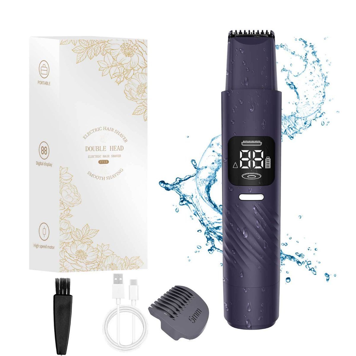 2in1 Hair Trimmer Electric Shaver Portable Shaver Hair Removal Men'S Grooming - Blue - Size 18cm