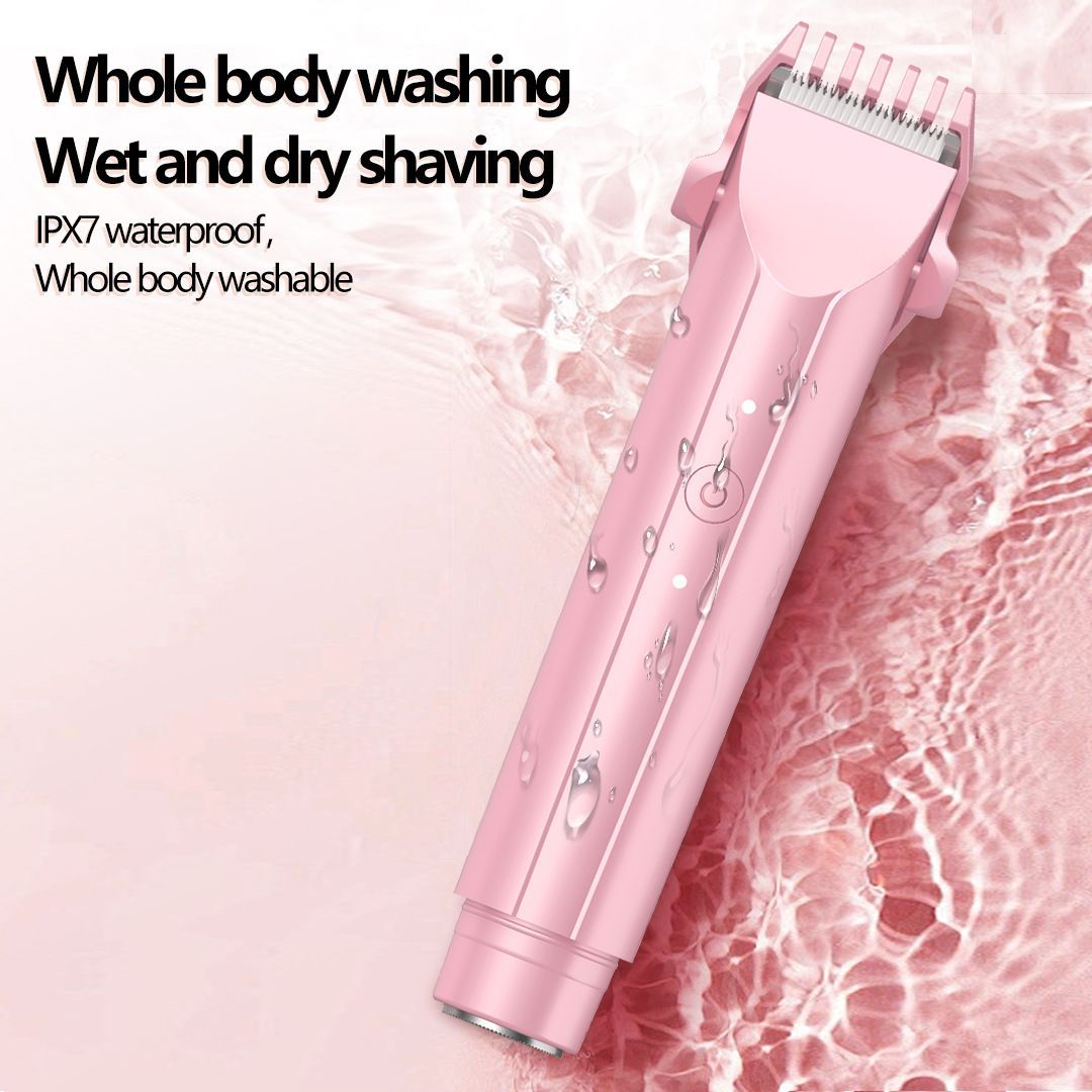 2-in-1 Waterproof Body Trimmer & Shaver – 3mm/6mm Guide, Floating Head, Painless Hair Removal for Women - White - Size 20cm