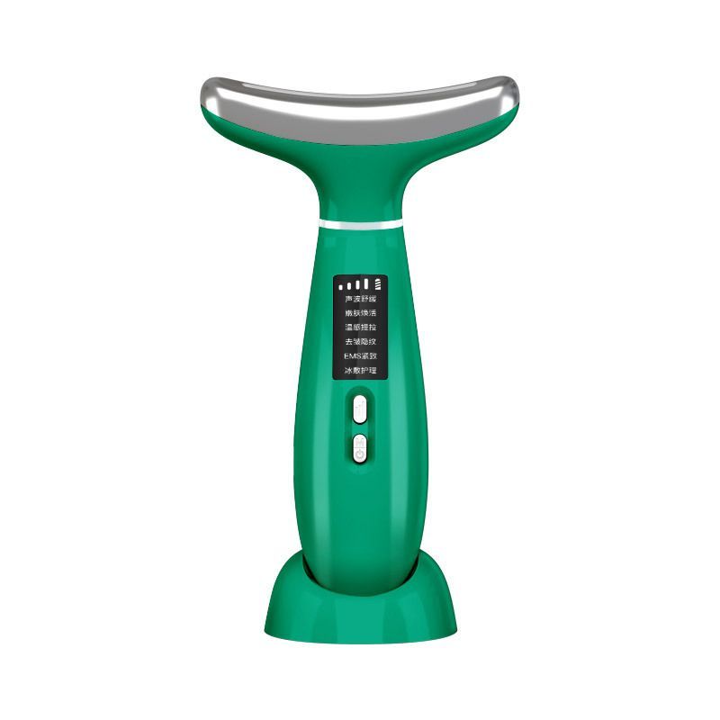 Face Massager -4 Color Red-Light-Therapy for Face and Neck for Wrinkles, Double Chin, Vibrating Facial Massager with Thermals Cold-Hot - Green - Size 59mm