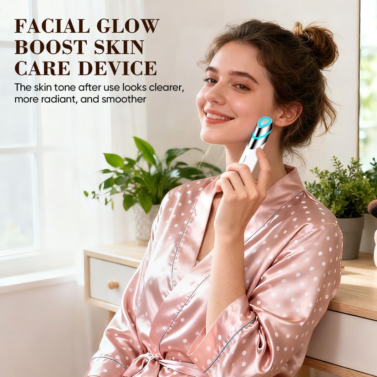 Advanced 4-in-1 Facial Device, Microcurrent Face Massager with Heat Therapy & Vibration, LED Light for Anti-Aging, Puffiness and Boosting Serum Absorption