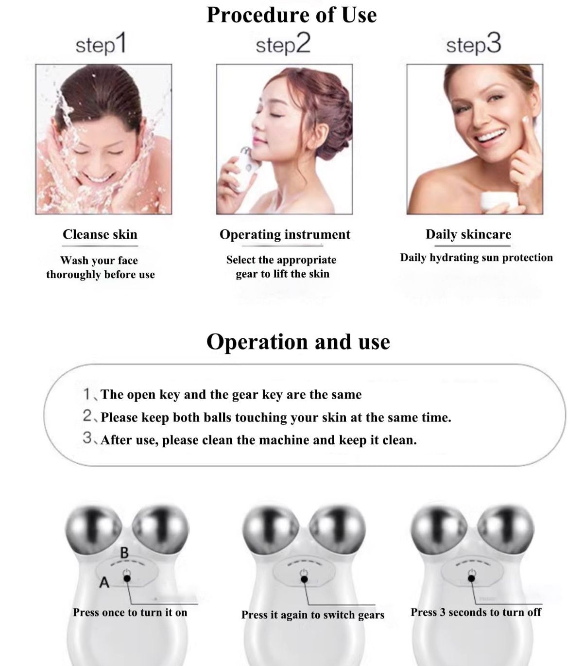 Microcurrent Facial Device,Enhances The Ability to Lift The Face and Tighten The Skin,Facial Wrinkle Equipment - Pink - Size 106mm