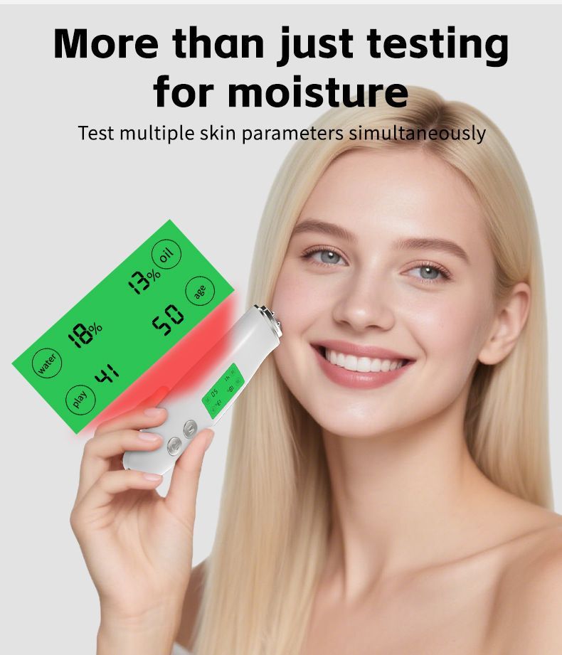Professional Skin Moisture Tester, Digital Facial Oil Detector, High Precision Skin Hydration Analysis Meter, Hydration monitor,Portable Skin Analyzer with LCD Display & Fluorescent Agent Detection