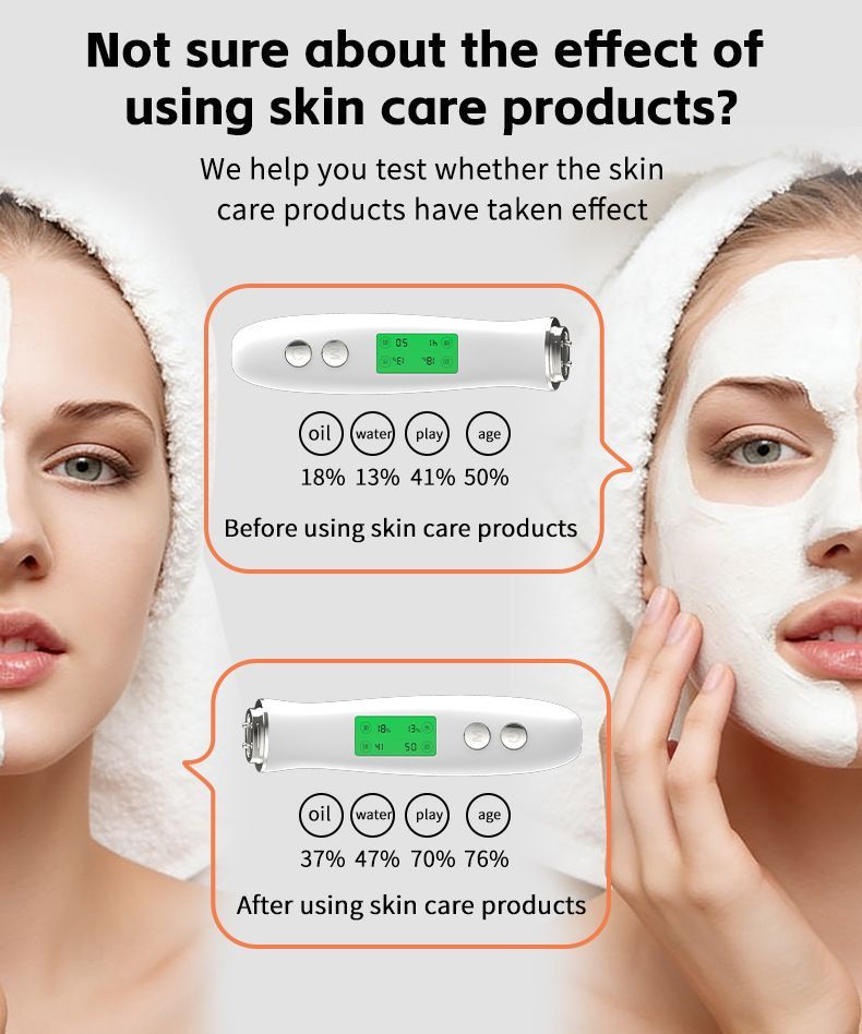 Professional Skin Moisture Tester, Digital Facial Oil Detector, High Precision Skin Hydration Analysis Meter, Hydration monitor,Portable Skin Analyzer with LCD Display & Fluorescent Agent Detection