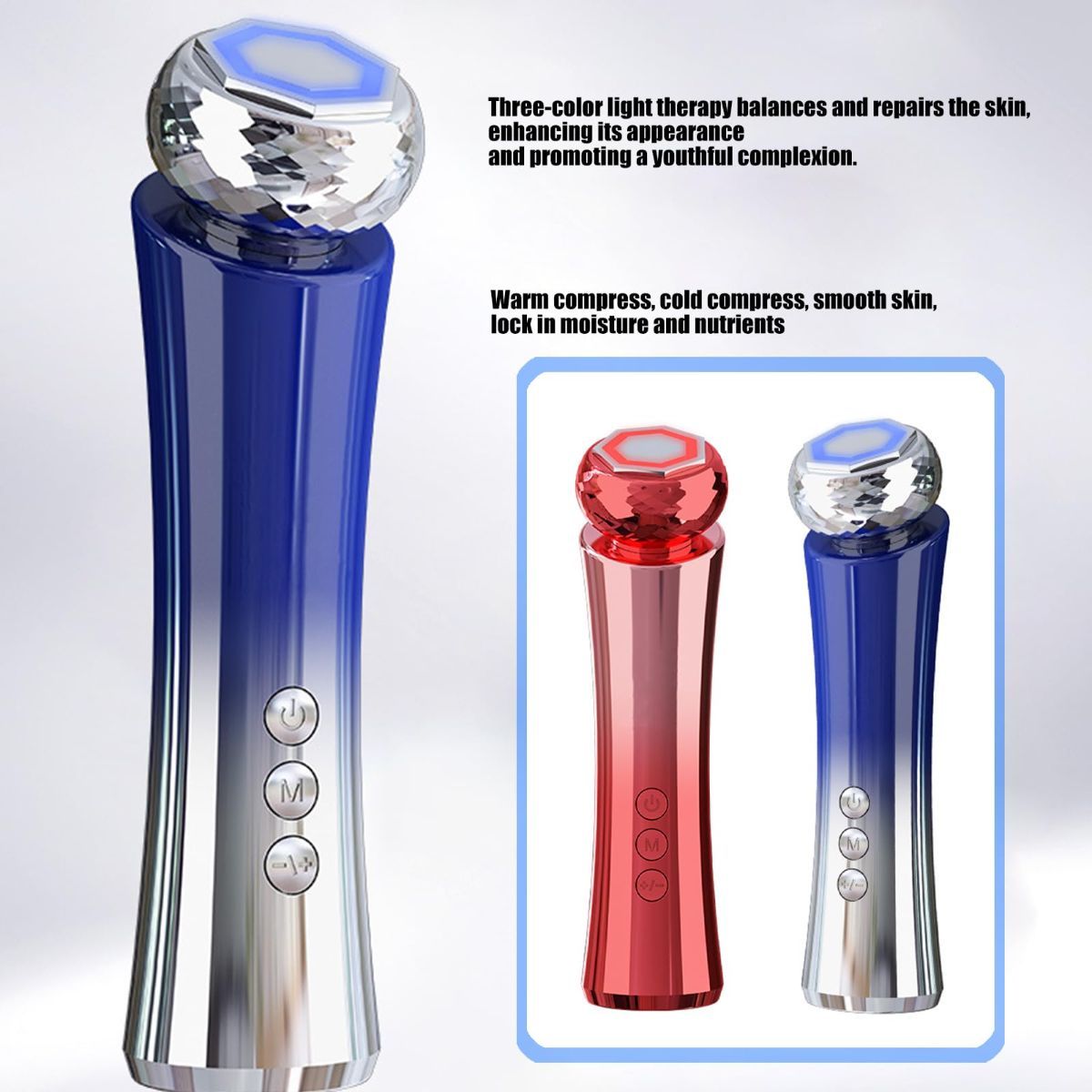 Mode Cooling and Warming Massage Tool with Silents Motor for Sensitives Skin and Tired Eye Relief Quiet Throb Massagers - Blue - Size 15cm