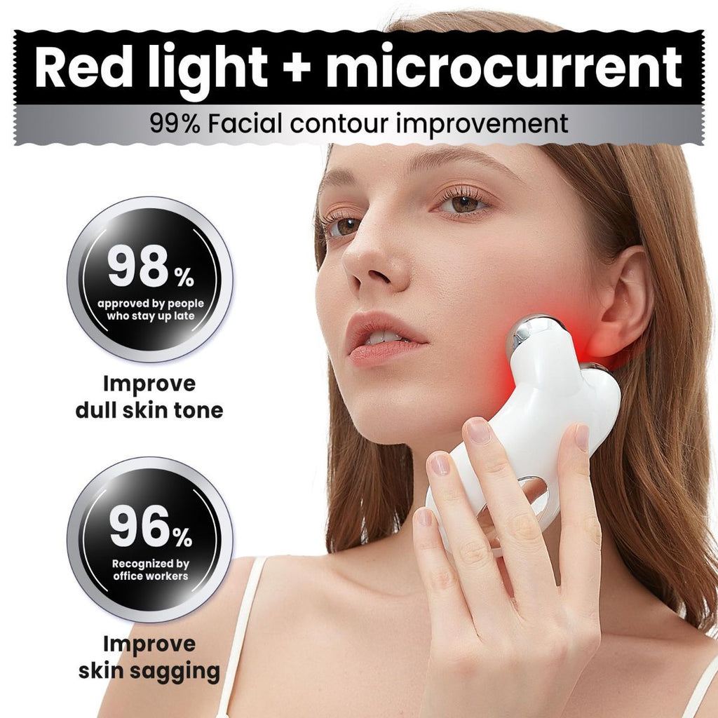 Microcurrent Facial Device,Latest Red Light Technology，Enhances The Ability to Lift The Face and Tighten The Skin，Facial Wrinkle Equipment，Smart Photon Micro-Current Device - Pink - Size 15cm