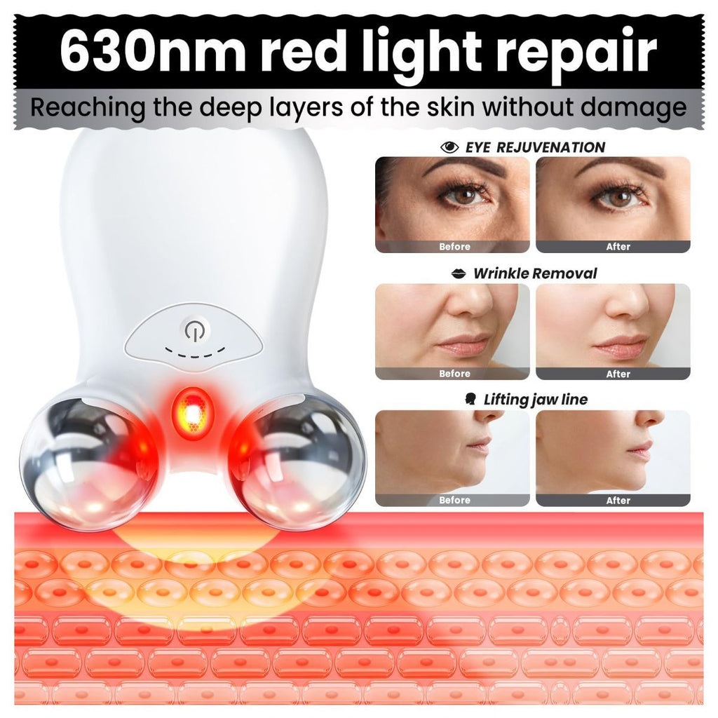 Microcurrent Facial Device,Latest Red Light Technology，Enhances The Ability to Lift The Face and Tighten The Skin，Facial Wrinkle Equipment，Smart Photon Micro-Current Device - Pink - Size 15cm