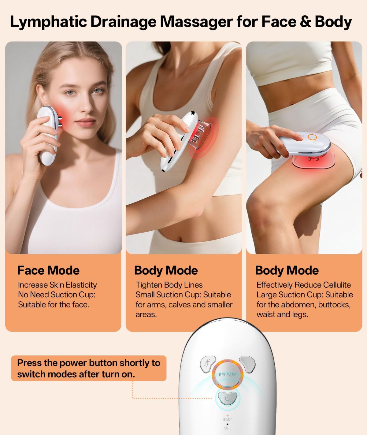 Body Sculpting Machine with Red Light Therapy for Face & Body, Cupping Therapy, Electric Cellulite Massage Tool with 2 Cups, Gift for Women - Black - Size 14cm