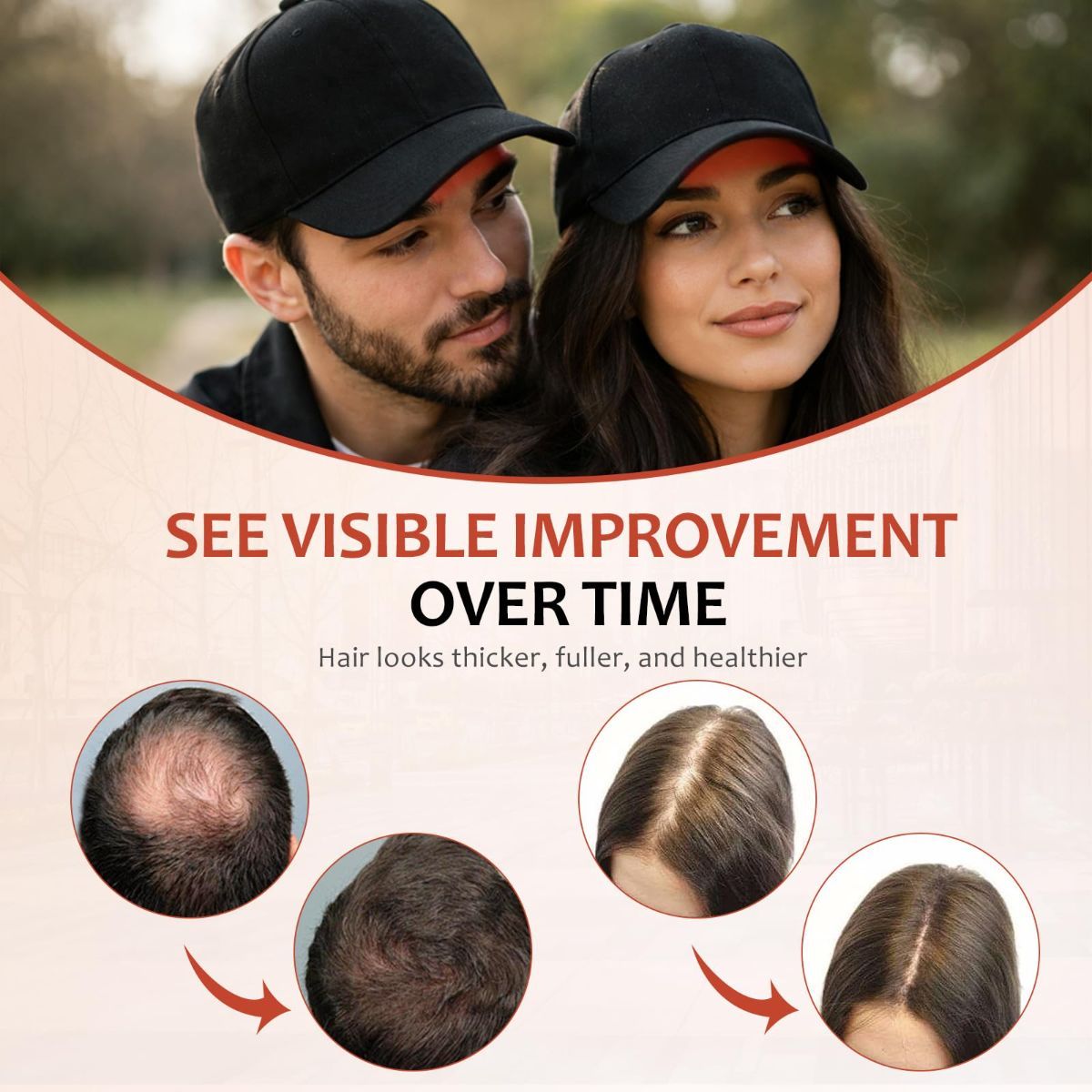 Laser Hair Growth Cap - 650nm Red Light Therapy for Hair Regrowth, Full Scalp Coverage Treatment for Men & Women with Thinning Hair, Portable & Hands-Free, Black