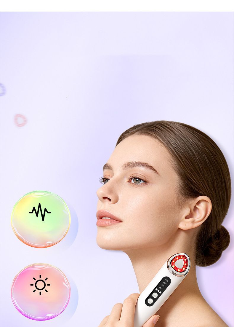 7-Color LED Face Lift Device –  Skin Tightening and Lifting, LED Light Therapy for Wrinkles, Korean Skin Care, Spa-Grade Facial Massager Lifting & Firming Beauty Massager - White - Size 160mm