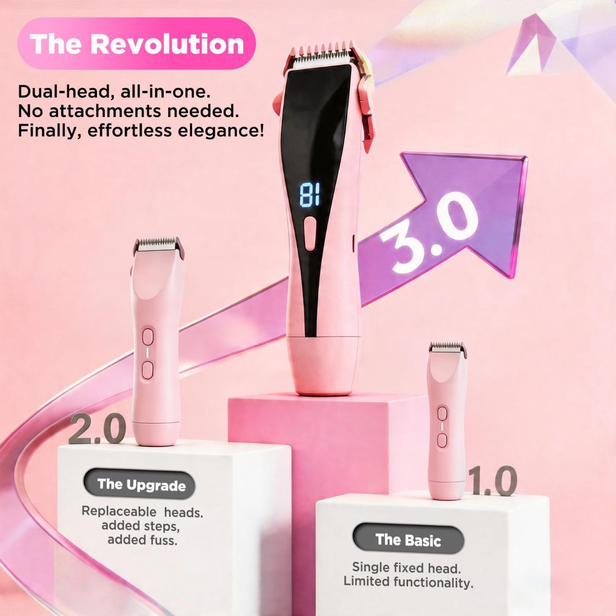 2-in-1 Bikini Trimmer for Women High Power Epilators Hair Removal Waterproof Electric Razors Women's Electric Razor Pubic Hair Trimmer Shaver for Women for Ladies Pubic, Face, Underarms, Legs