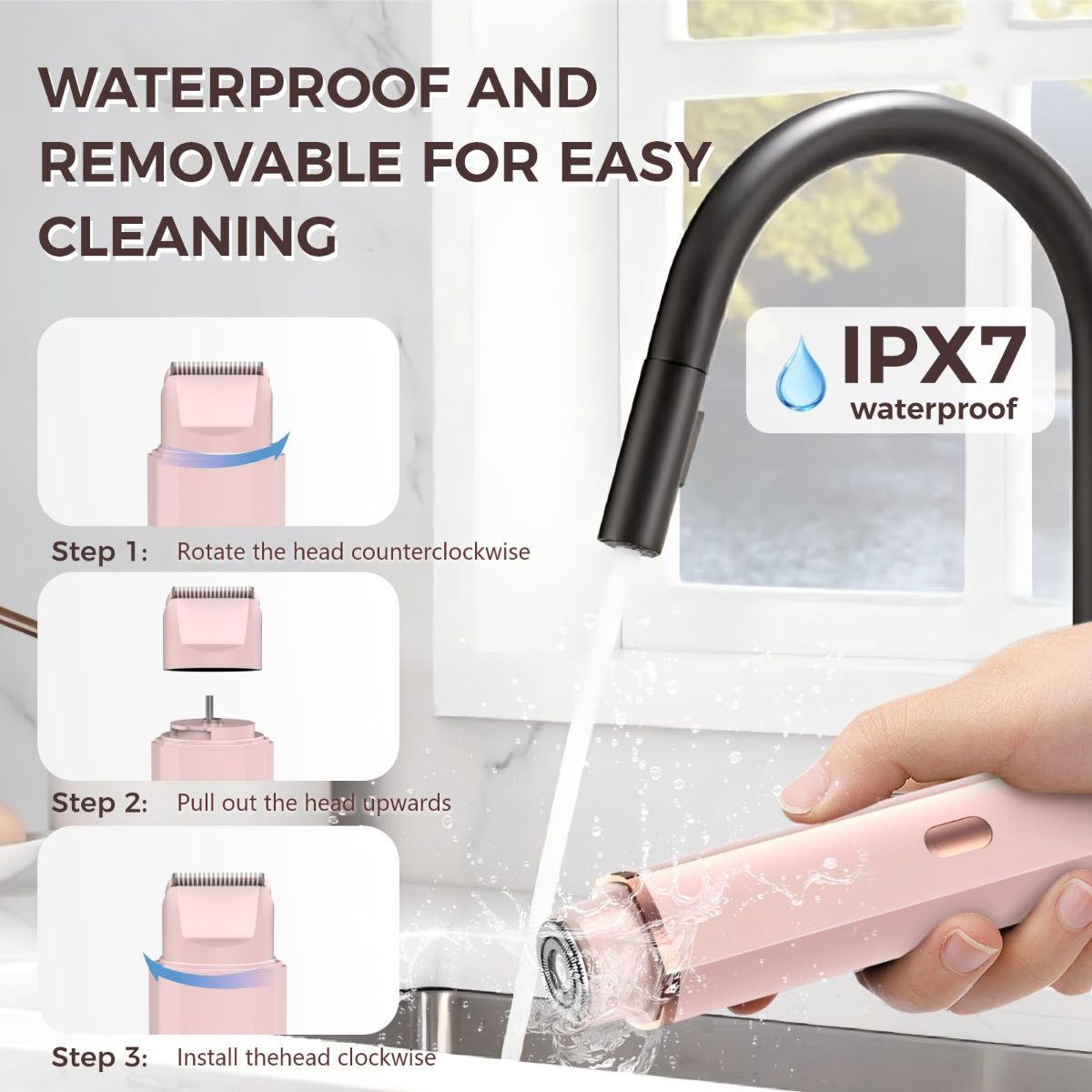 Bikini Trimmer for Women, 2 in 1 Electric Razors for Women, IPX7 Waterproof, USB Rechargeable Wet and Dry Shaver, Suitable for Hair Removal All Over The Body
