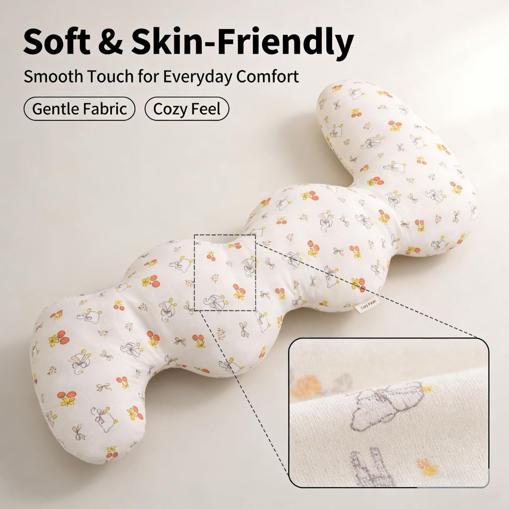 Long Rectangular Leg Pillow for Side Sleeping, Breathable Summer Cushion with Removable Washable Cover, Slim Lightweight Support Pillow for Bed Sofa Couch Travel Use - Beige - Size 100cm
