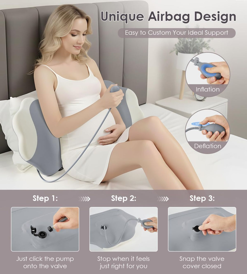 Pregnancy Pillows for Sleeping, Memory Foam Maternity Pillow Support for Back Belly HIPS, Adjustable Travel Wedge Pillow for Pregnant Women, Side Sleeping Pregnant Pillows with Cooling Pillowcase - Gray - Size 27.5in